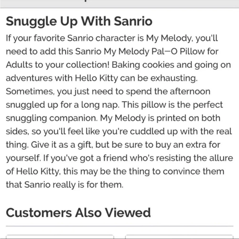 MY MELODY SANRIO CHARACTER PILLOW NEW WITH TAGS
